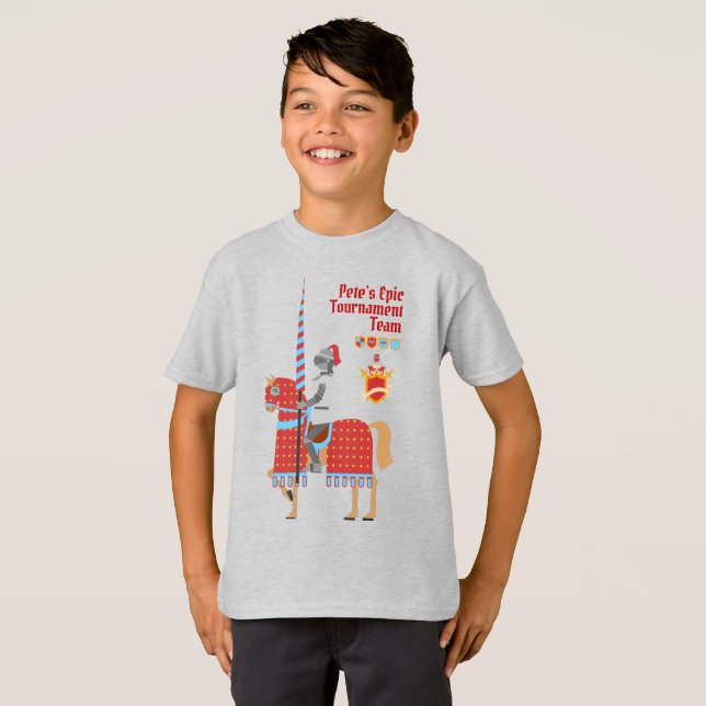 Medieval Knights Tournament Birthday Party T-Shirt (Front Full)