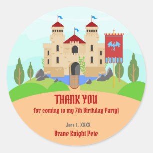 Medieval Knights Tournament Boy Birthday Party Classic Round Sticker