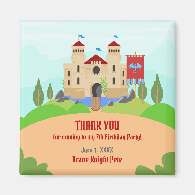 Medieval Knights Tournament Boy Birthday Party Magnet (Front)