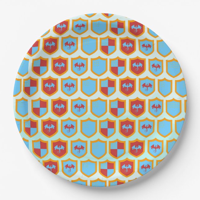 Medieval Knights Tournament Boy Birthday Party Paper Plate (Front)