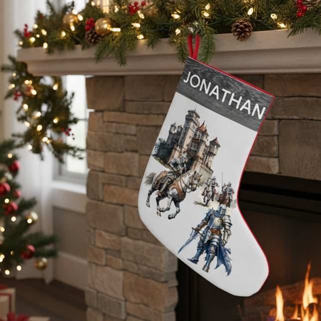 Medieval Knights Watercolor Castle  Small Christmas Stocking (Creator Uploaded)