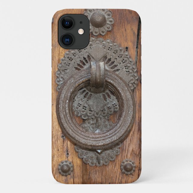 Medieval Knocker on Old Spanish Wooden Door Case-Mate iPhone Case (Back)