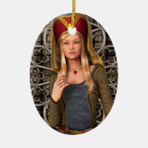 Medieval Lady Ceramic Ornament