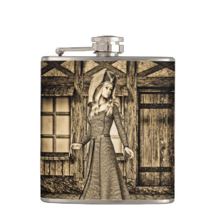 Medieval Lady Hip Flask