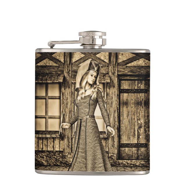 Medieval Lady Hip Flask (Front)
