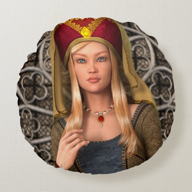 Medieval Lady Round Pillow (Front)