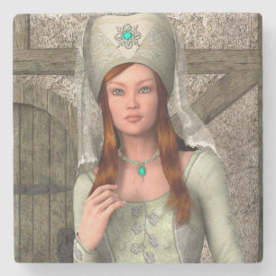 Medieval Lady Stone Coaster