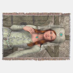 Medieval Lady  Throw Blanket