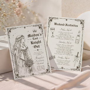 Medieval Last Knight Out Bachelorette Itinerary Invitation