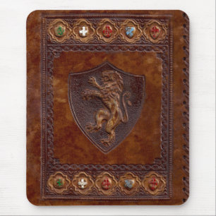 Medieval Leather Book Cover Mouse Pad