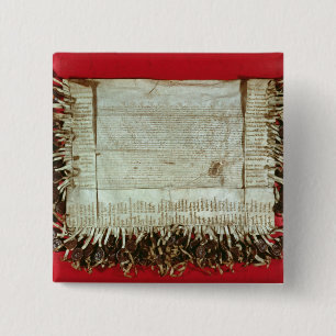 Medieval letter of protest from the Bohemian 2 Inch Square Button