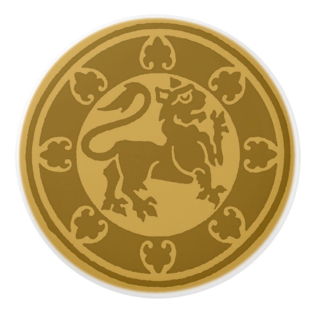 Medieval Lion Ceramic Knob (Front)