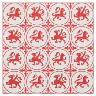 Medieval Lions and Griffins Fabric