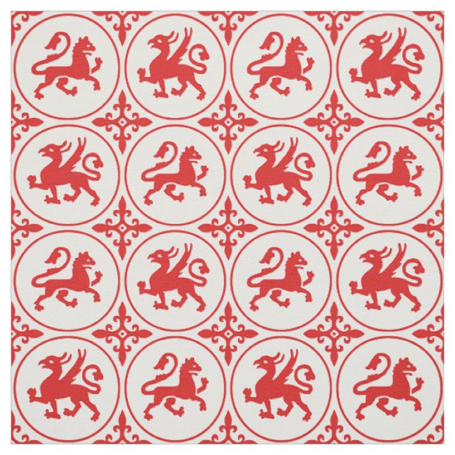 Medieval Lions and Griffins Fabric (Swatch)