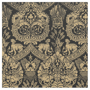 Medieval Lions, Birds And Dragons Pattern Fabric