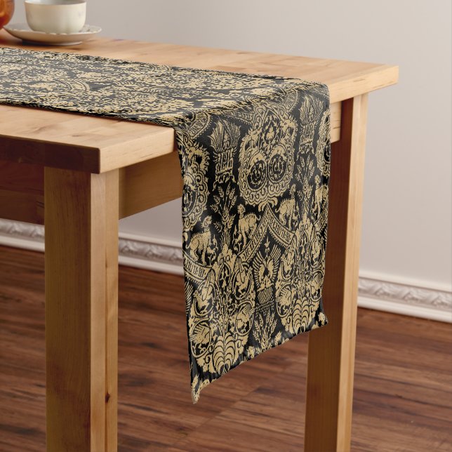 Medieval Lions, Birds And Dragons Pattern Short Table Runner (In Situ)