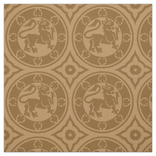 Medieval Lions, Burnt Caramel Fabric