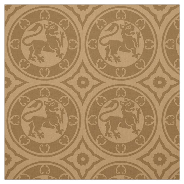 Medieval Lions, Burnt Caramel Fabric (Swatch)