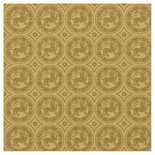 Medieval Lions, Goldenrod Fabric