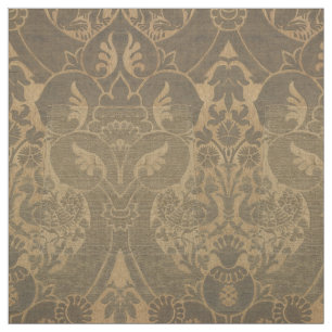 Medieval Lions Peacocks & Pomegranates Pattern Fabric