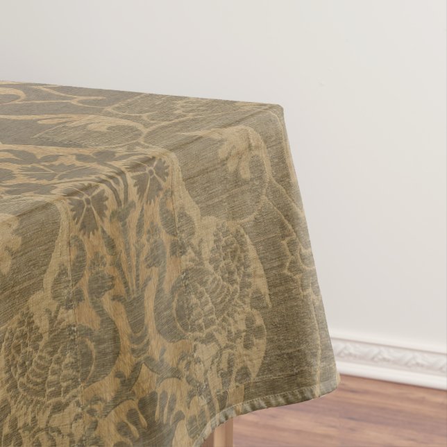 Medieval Lions Peacocks & Pomegranates Pattern Tablecloth (In Situ)