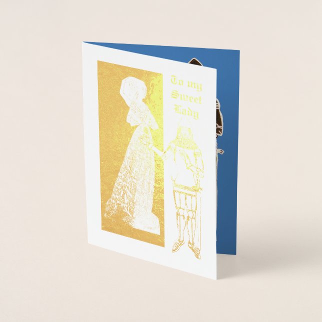 Medieval lovers knight and lady card (Front)