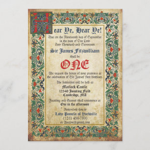 Medieval Manuscript Birthday Invitation