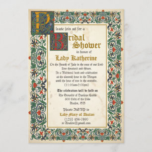 Medieval Manuscript Bridal Shower Invitation Card