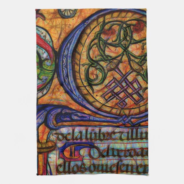 Medieval Manuscript Detail Kitchen Towel (Vertical)