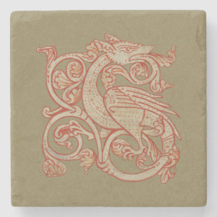 Medieval Manuscript Dragon Stone Coaster
