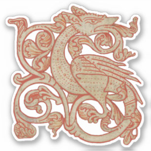 Medieval Manuscript Dragon Vinyl Sticker