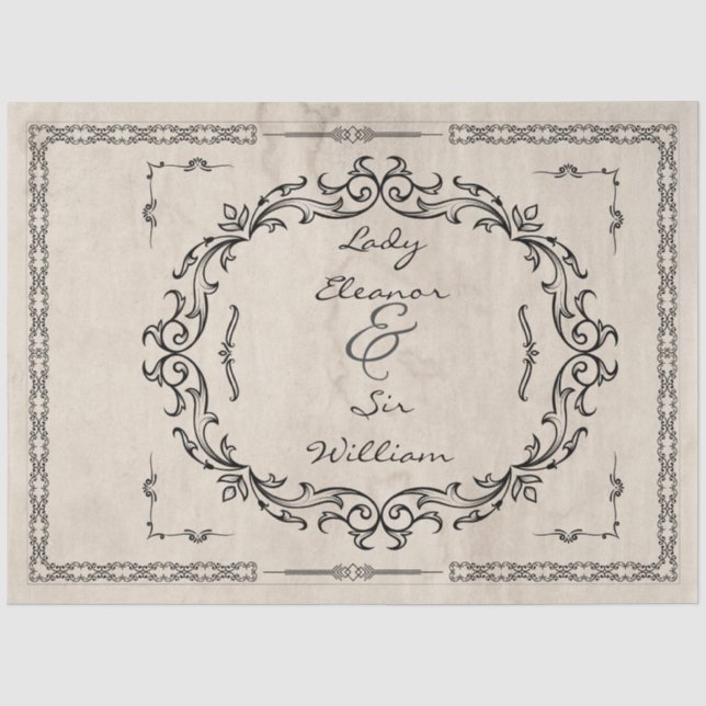 Medieval Manuscript Elegant Wedding Tissue Paper (Front)