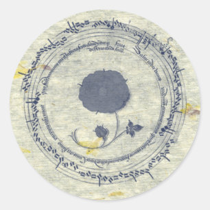 Medieval Manuscript Flower Classic Round Sticker