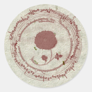 Medieval Manuscript Flower Classic Round Sticker