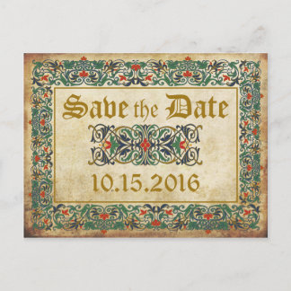 Medieval Manuscript Goth Save the Date Announcement Postcard