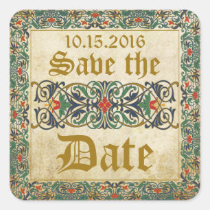 Medieval Manuscript Goth Save the Date Label