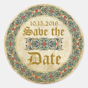 Medieval Manuscript Goth Save the Date Label