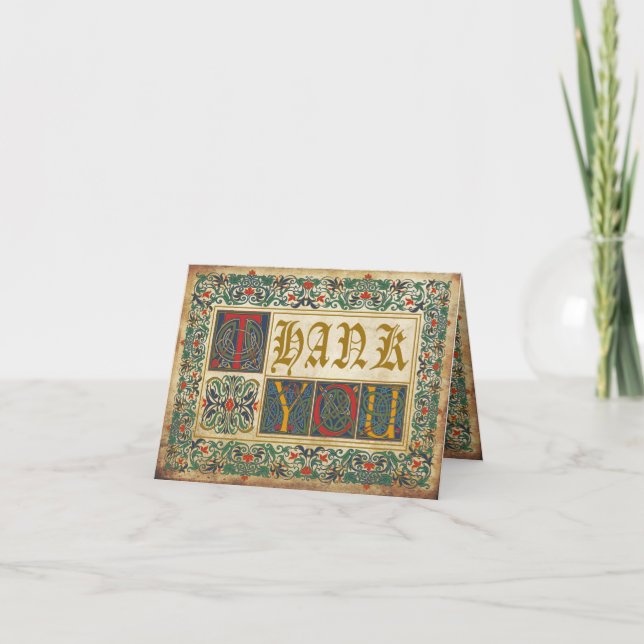Medieval Manuscript Goth Thank You Card (Front)