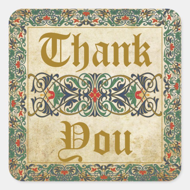 Medieval Manuscript Goth Thank You Label (Front)