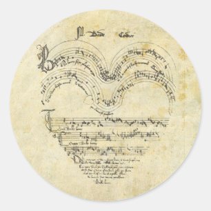 Medieval Manuscript Heart Classic Round Sticker