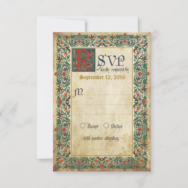 Medieval Manuscript RSVP Card (Front)