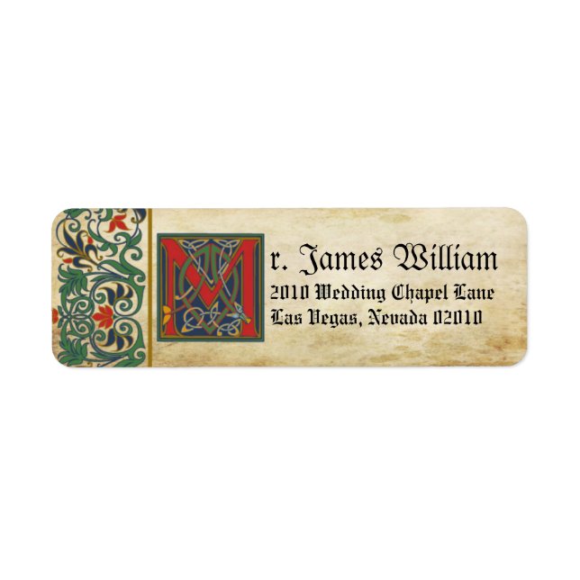 Medieval Manuscript Wedding Label (Front)