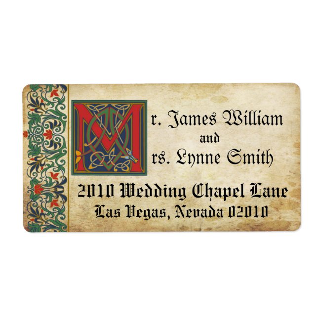 Medieval Manuscript Wedding Label (Front)