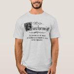 Medieval Master Biochemist  T-Shirt<br><div class="desc">Biochemists are scientists who are trained in biochemistry. They study chemical processes and chemical transformations in living organisms. Biochemists study DNA,  proteins and cell parts. The word "biochemist" is a portmanteau of "biological chemist." Done in the style of a vintage medieval announcement poster.</div>