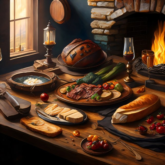 Medieval meal Stretched Canvas Print (Creator Uploaded)