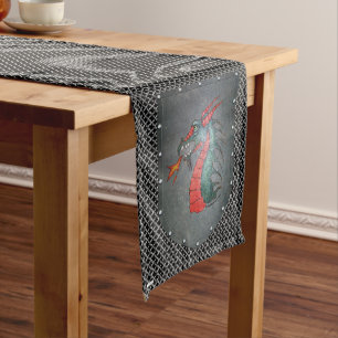Medieval Metal Shield Dragon Medium Table Runner