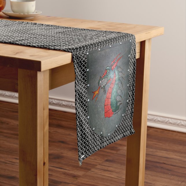 Medieval Metal Shield Dragon Medium Table Runner (In Situ)