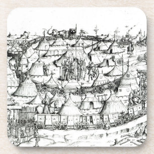 Medieval military encampment, from a book, pub. 18 coaster