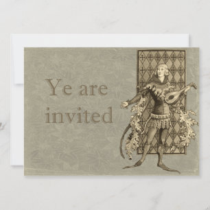 Medieval Minstrel and Lute Invitation