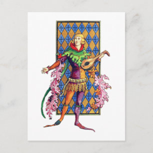Medieval Minstrel and Lute Postcard